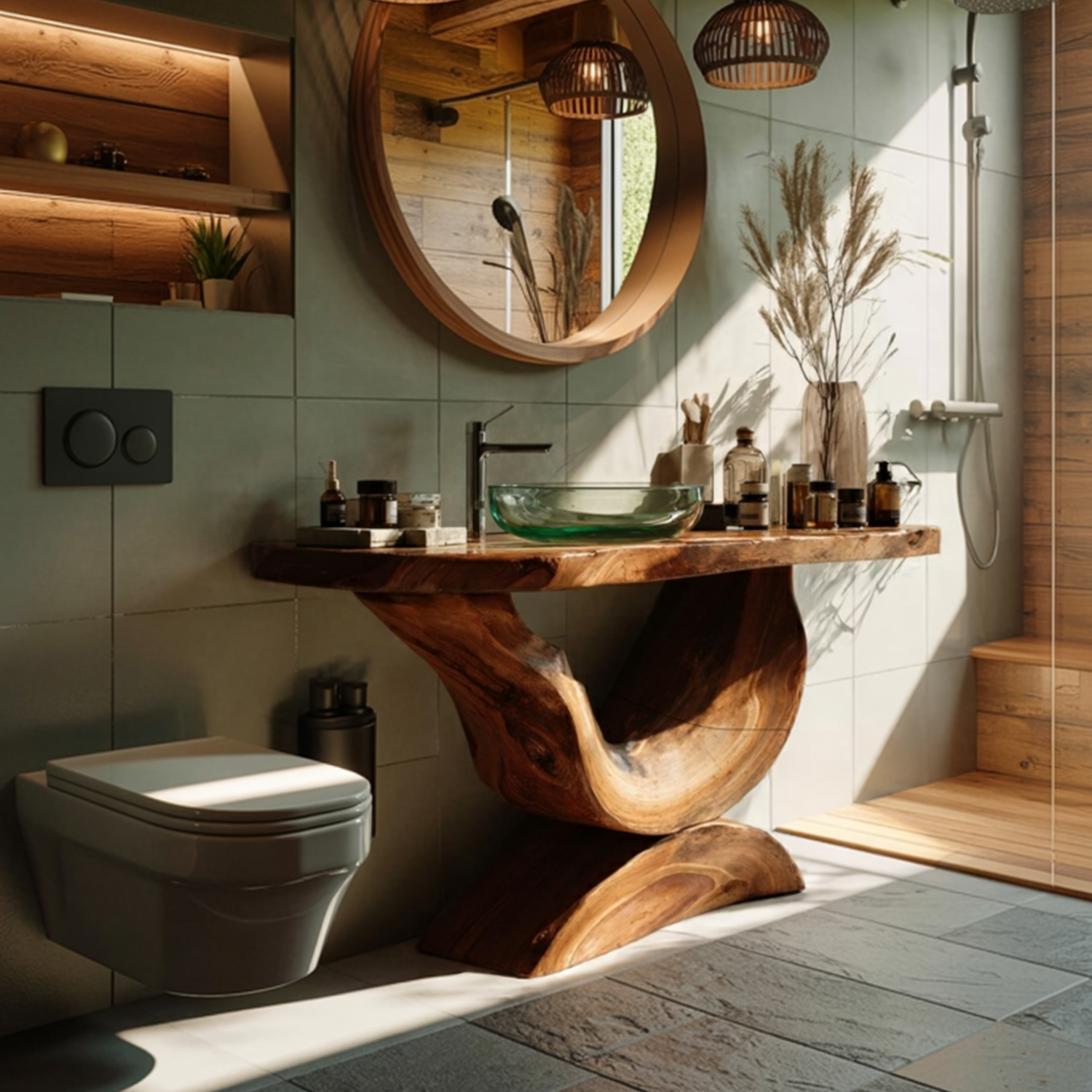 Mid Century Solid Wood Vanity For Bathroom Furniture