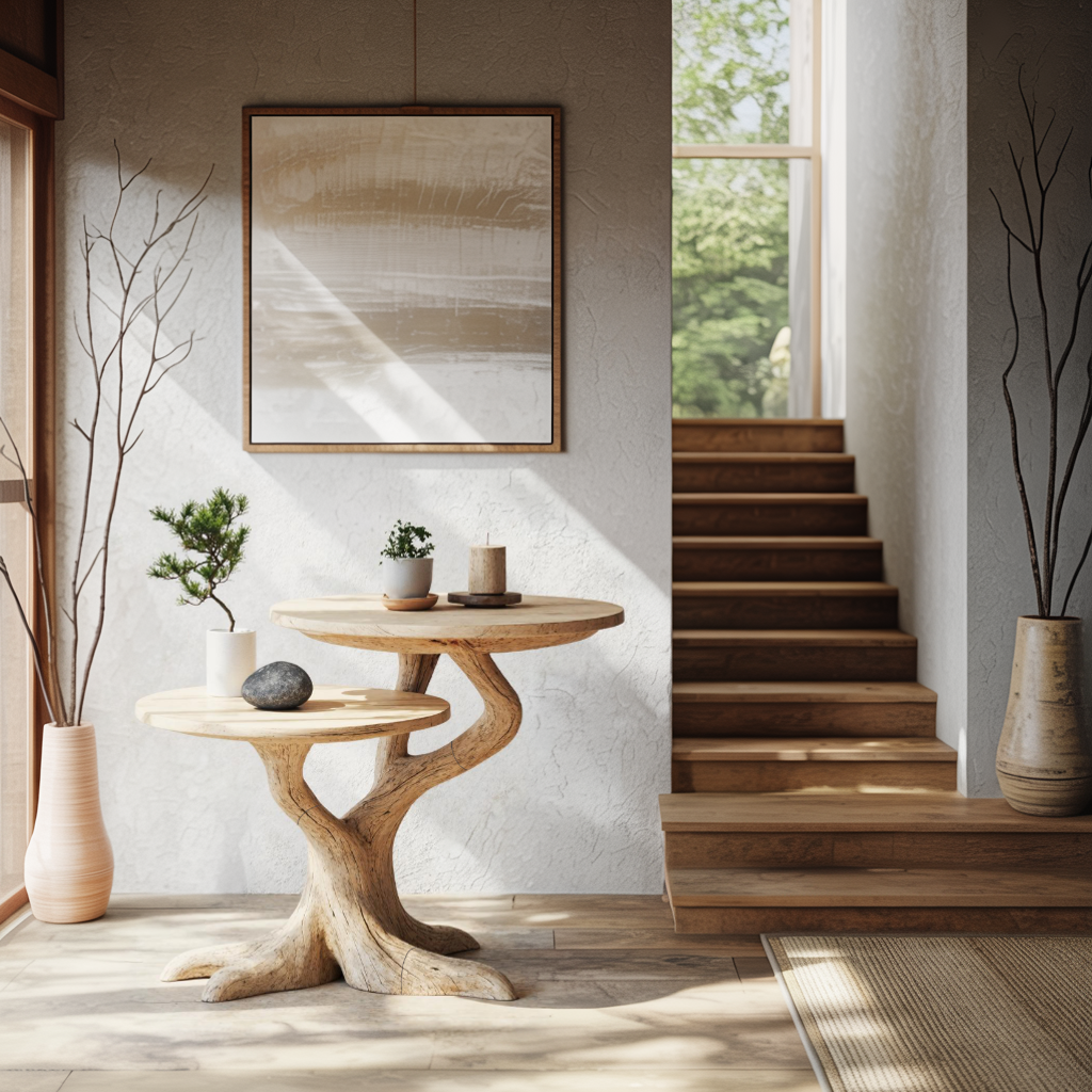 Rustic Round End Table For Living Room Decor