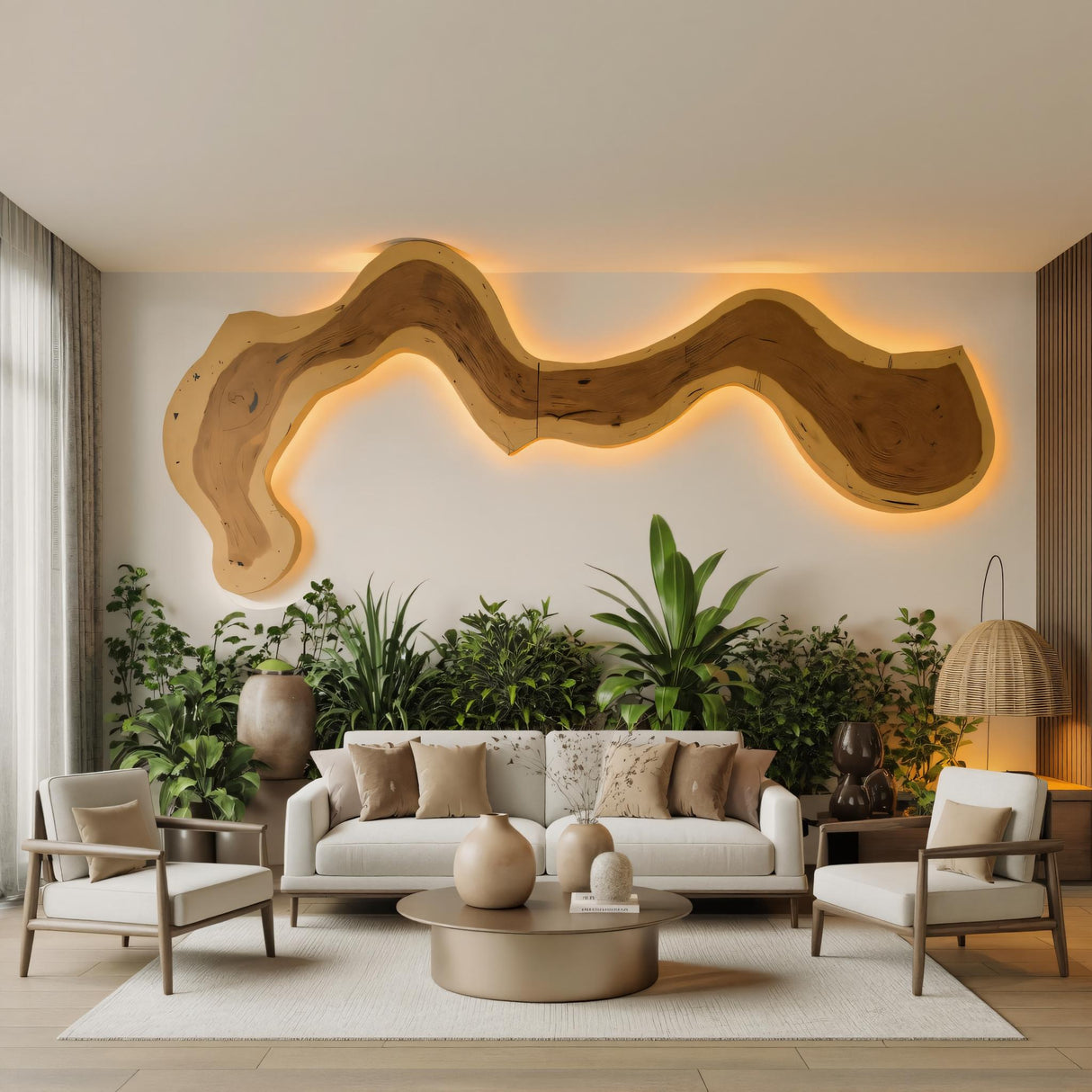 Rustic Sculptural Wall Art For Living Room Above TV