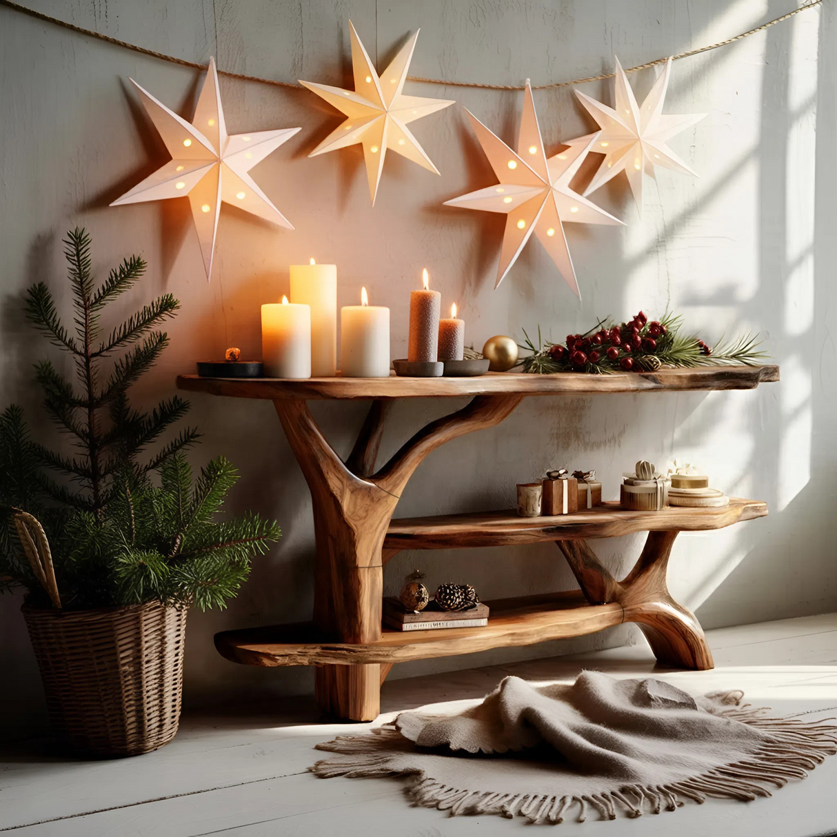 Modern Live Edge Entryway Table For Seasonal Holiday Christmas Bedroom