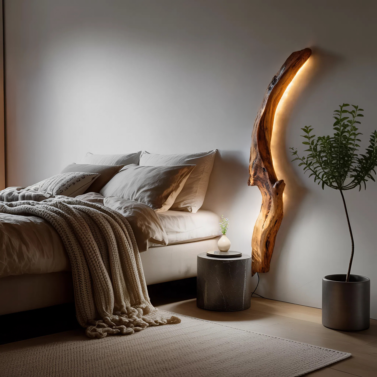 Organic Wall Sconce Curved For Bedroom Or Entryway Decor