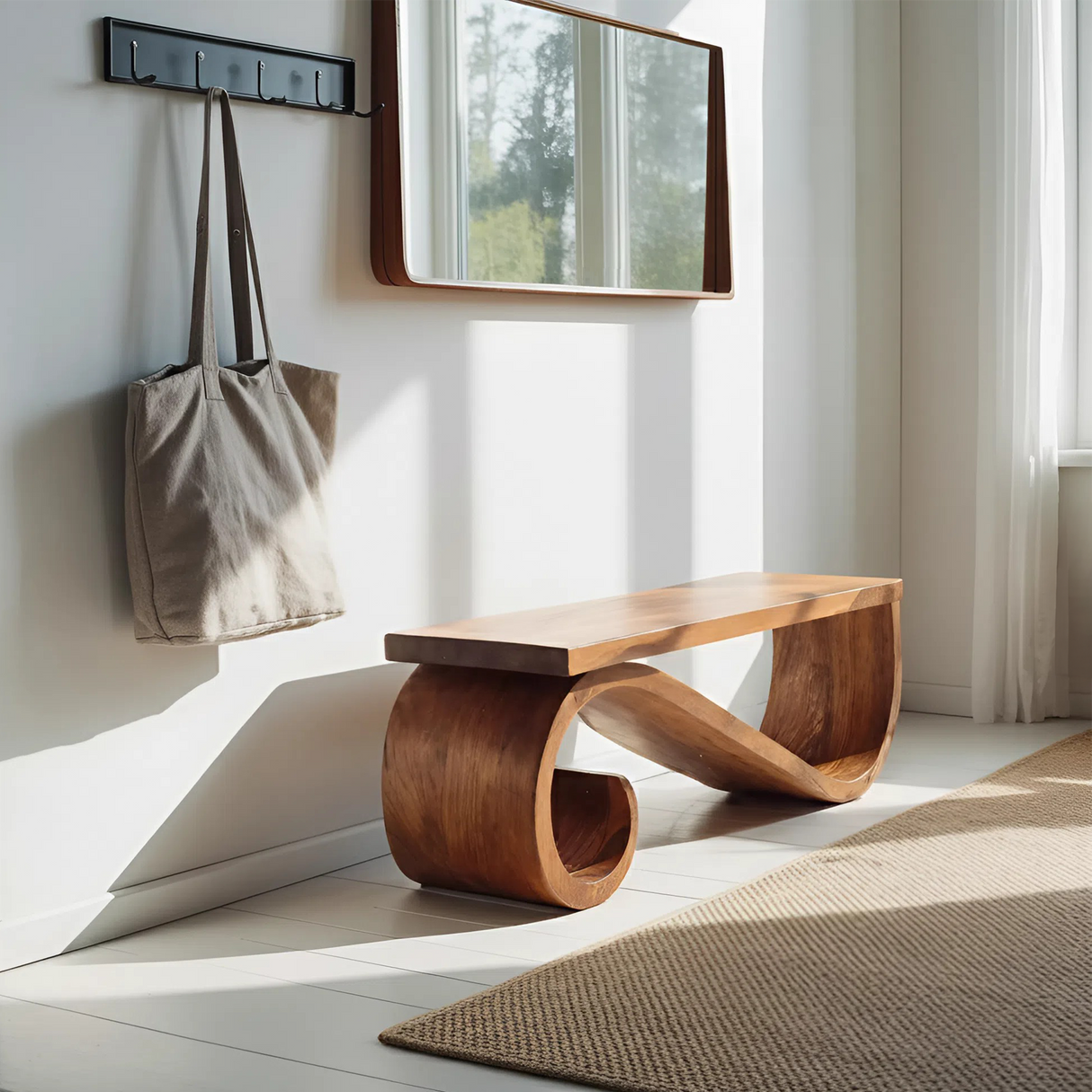 Organic Sculptural Bench For Entryway Or Living Room