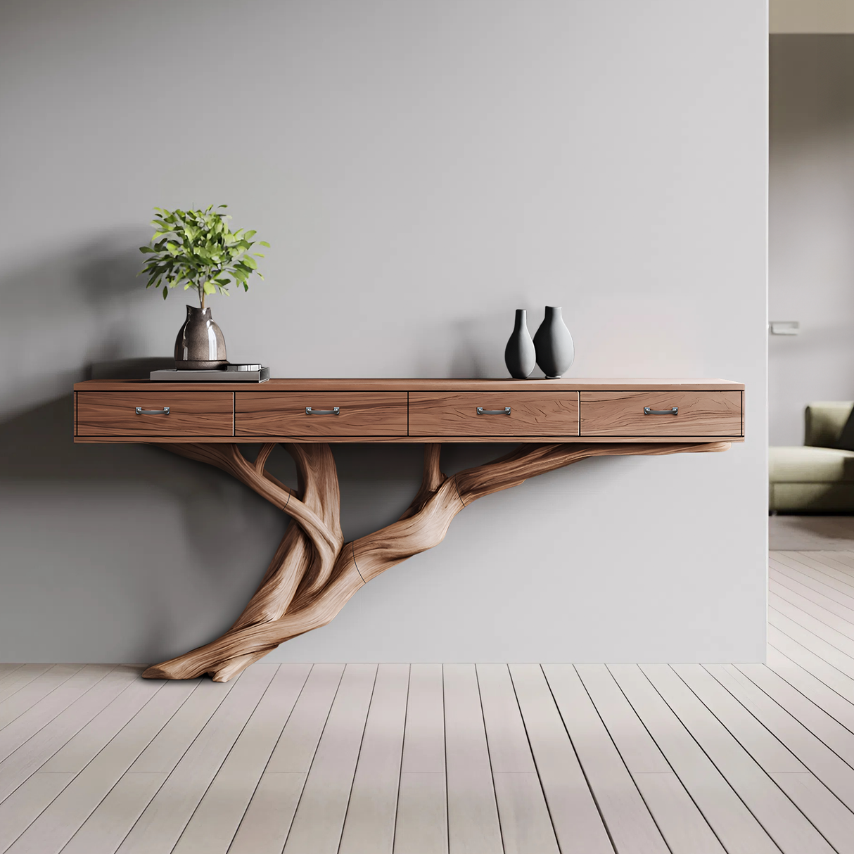 Mid Century Wooden Console Table For Living Room Contemporary Accent