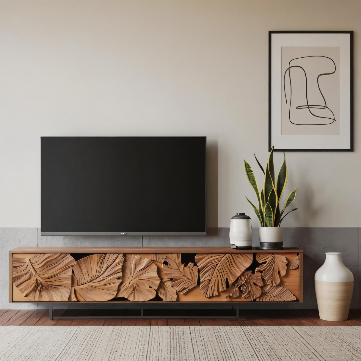 Rustic TV Cabinet For Farmhouse Living Room