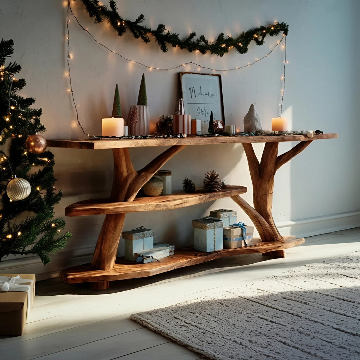 Handcrafted Live Edge Entryway Table For Bedroom Decor Christmas Accent