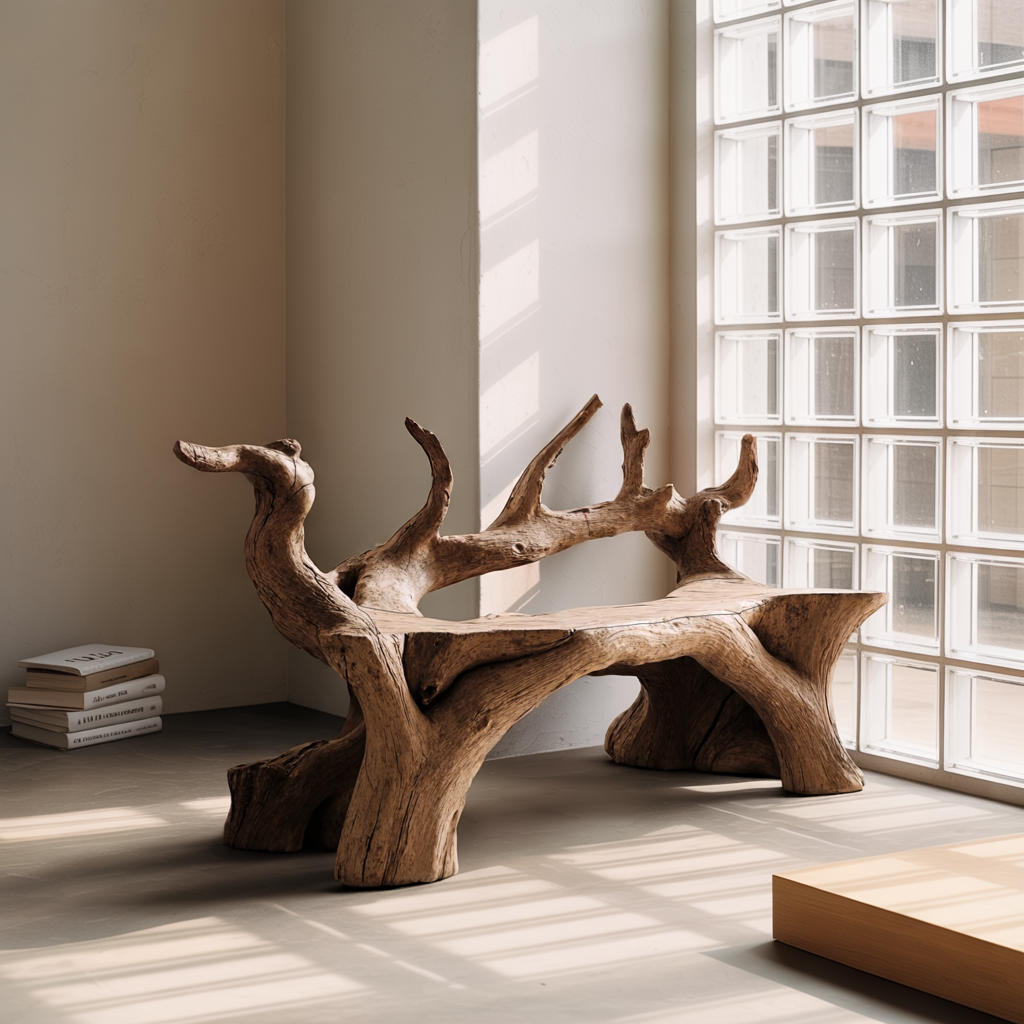 Handcrafted Wooden Bench For Custom Made Living Room Furniture