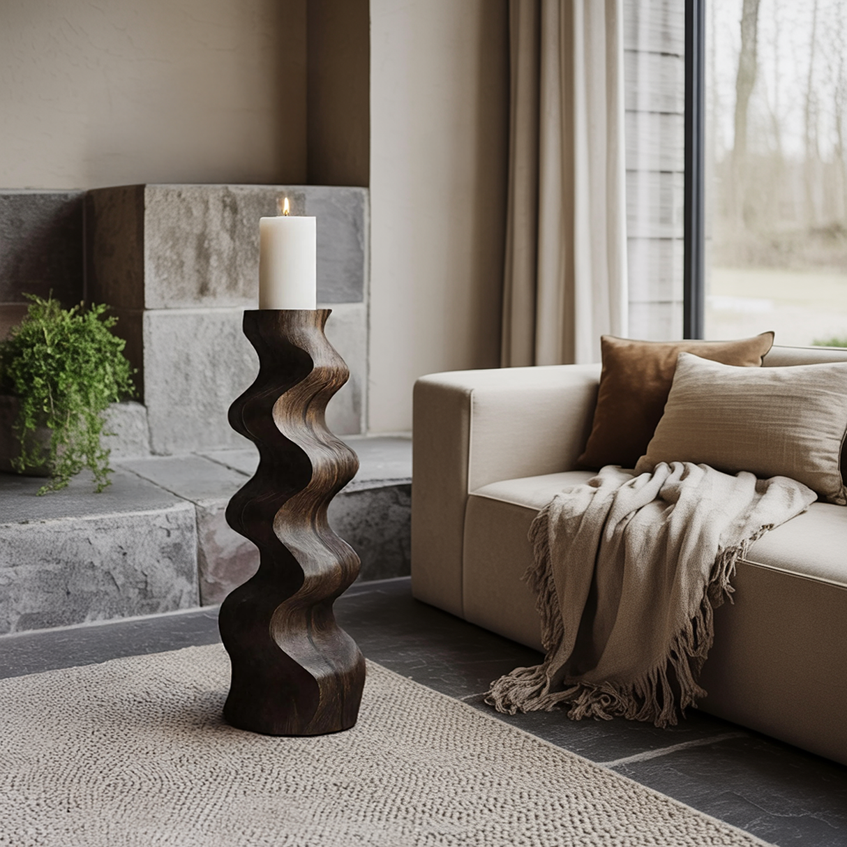 Handcrafted Candle Stand For Furniture Accent Display