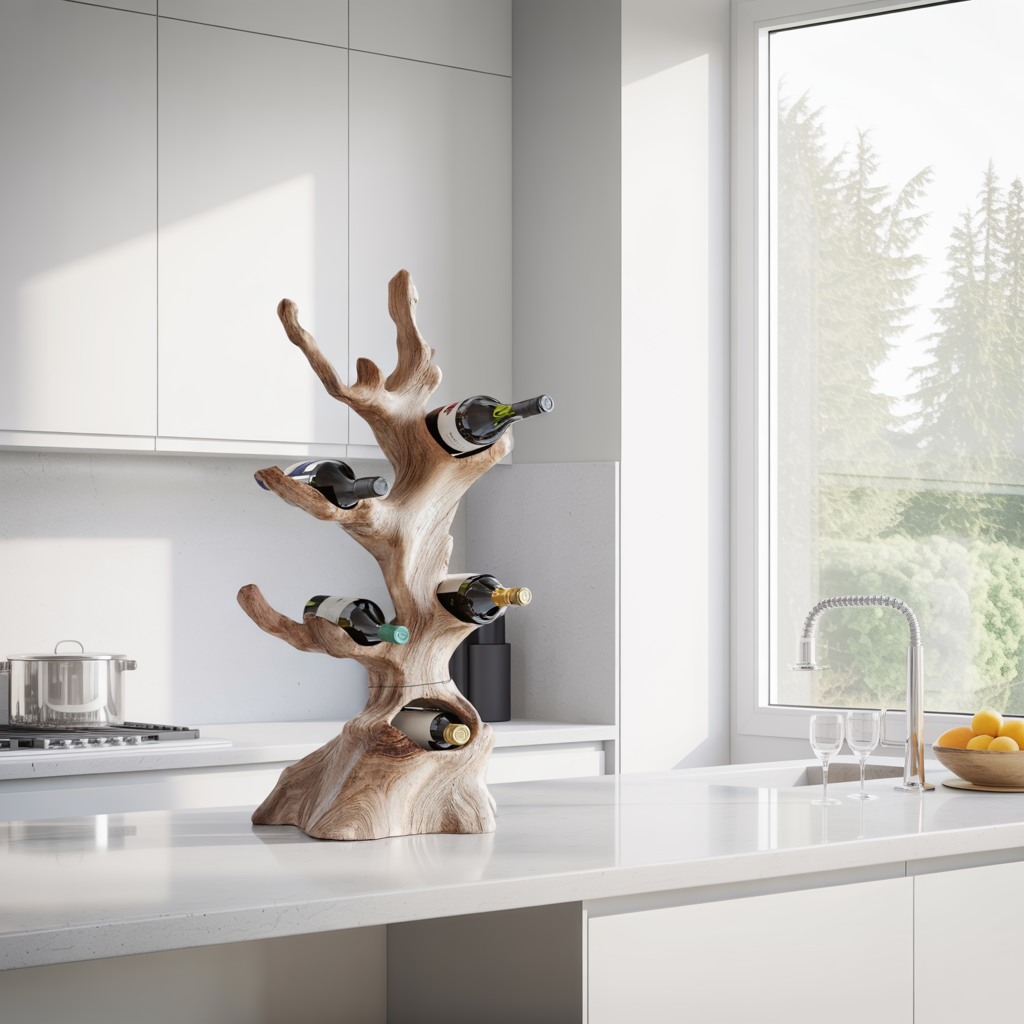 Farmhouse Wine Stand For Kitchen Wine Display Rack