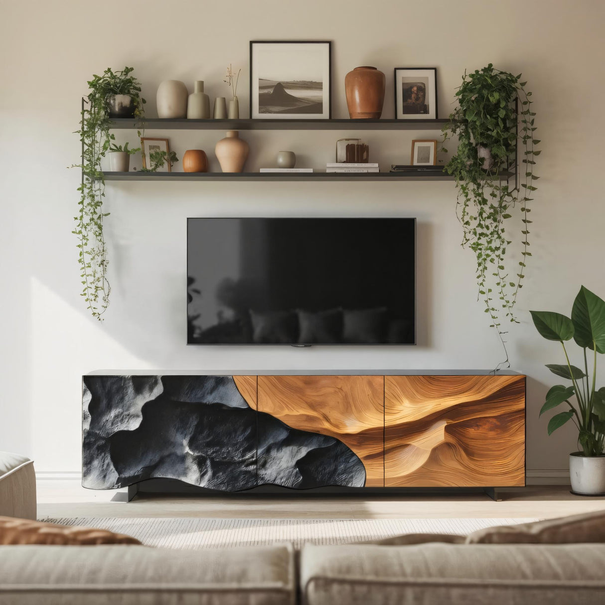 Farmhouse TV Console For Entryway Furniture Style