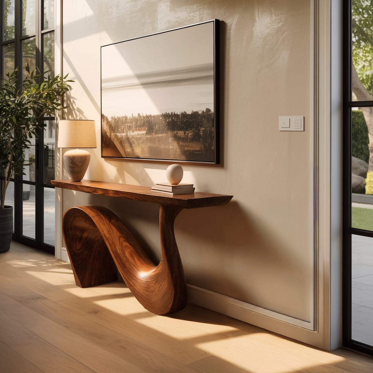 Modern Solid Wood Console Table For Living Room And Entryway Design