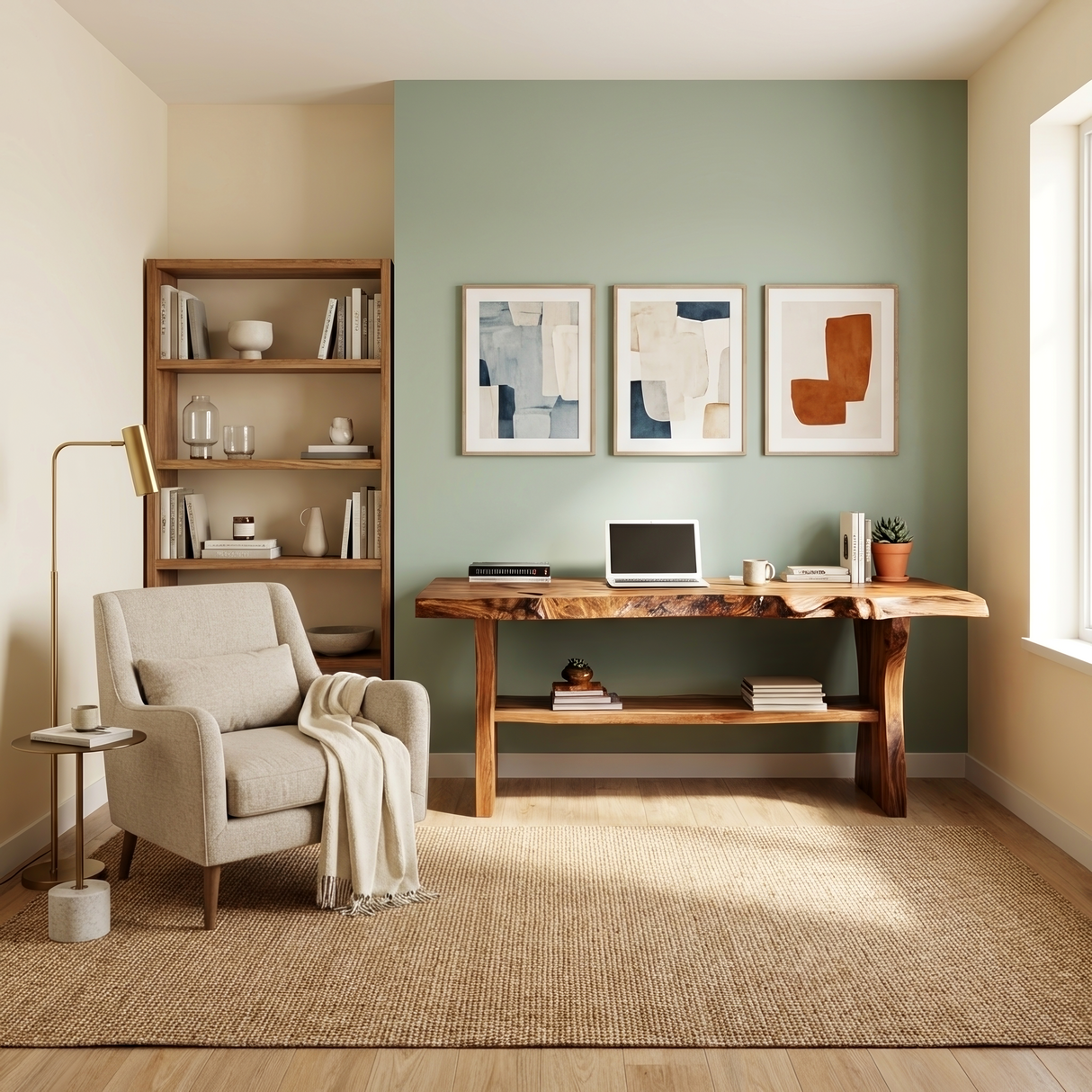 Handcrafted Wooden Live Edge Desk For Living Room Interior
