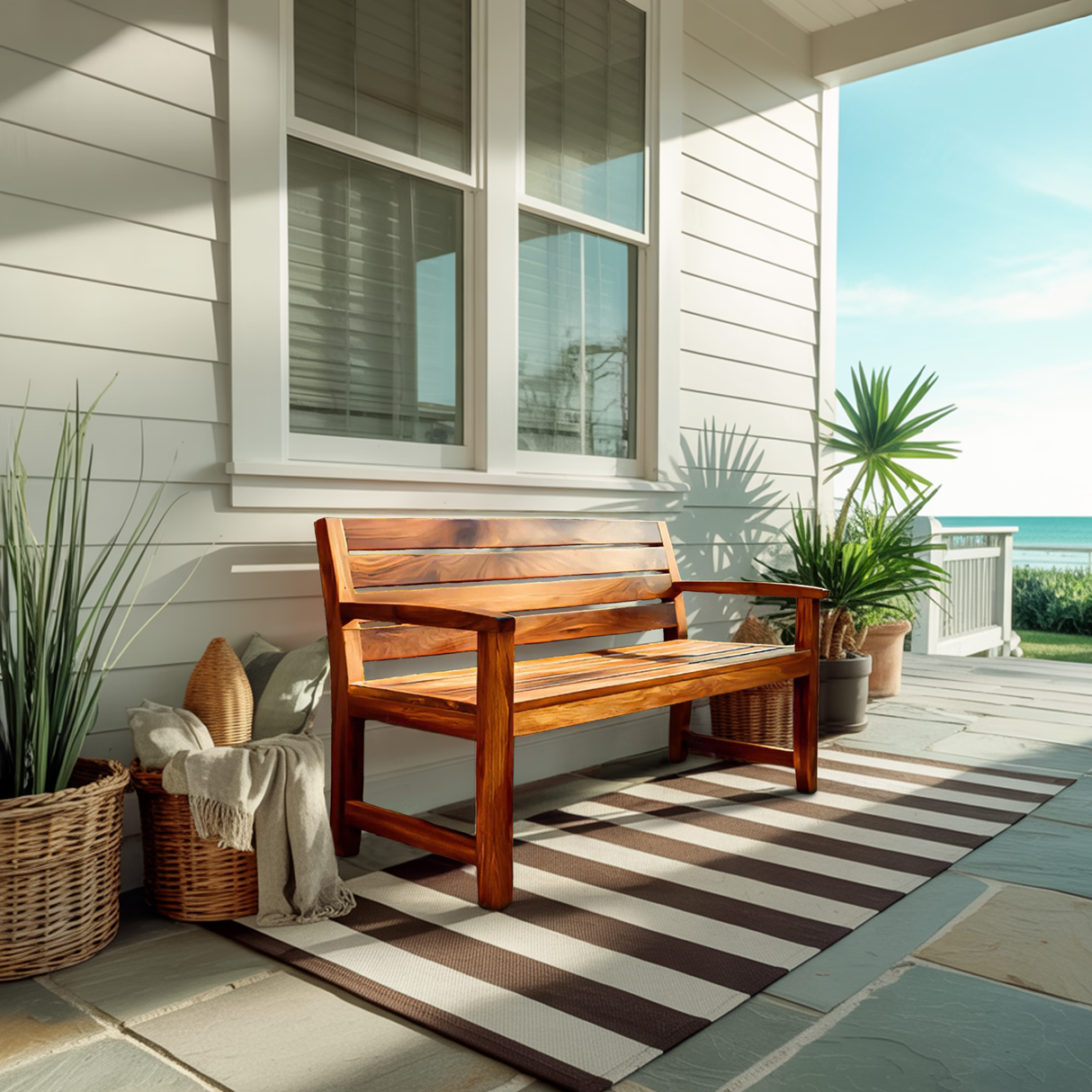 Rustic Outdoor Wood Bench For Natural Landscape