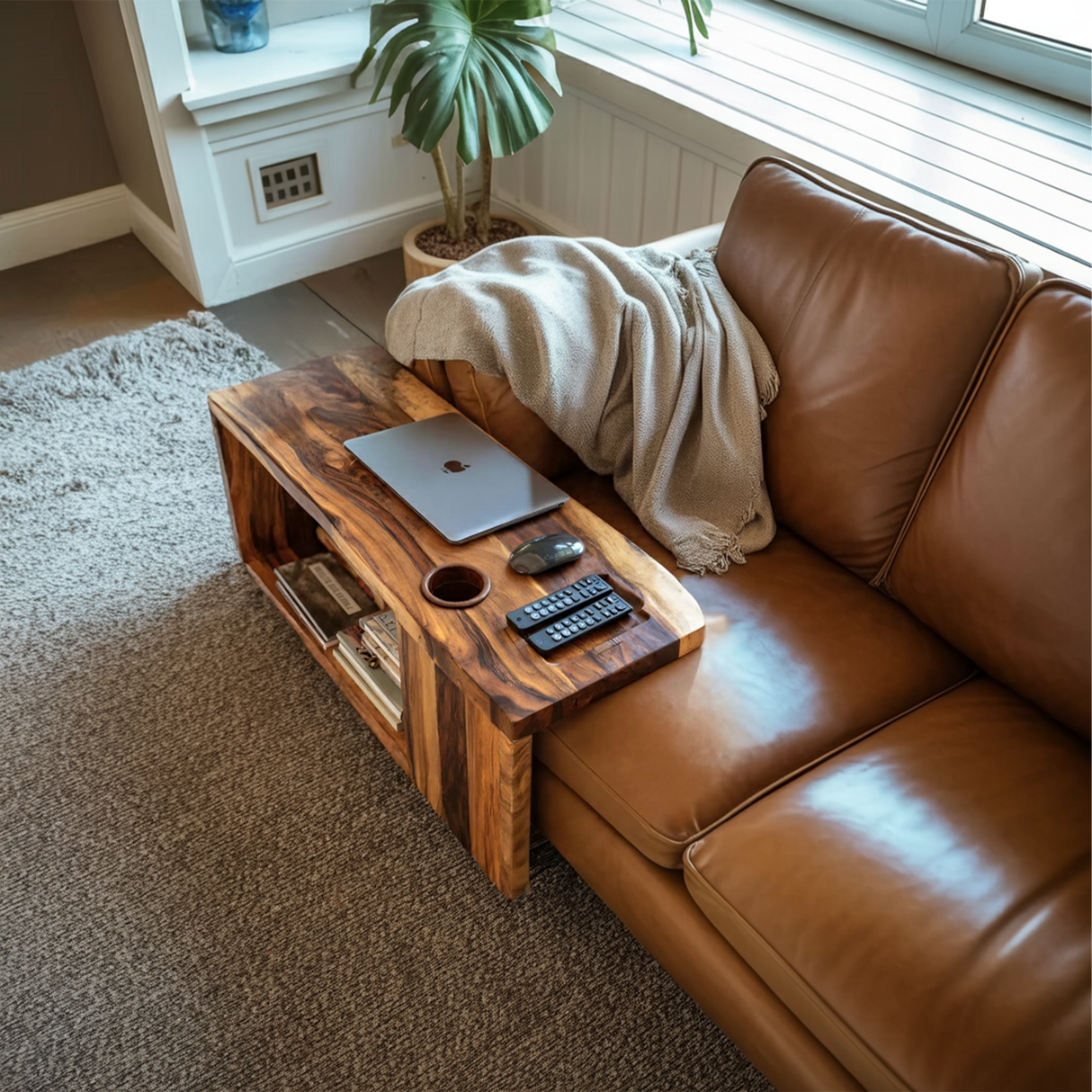 Rustic Live Edge Side Table For Warm Home Interior