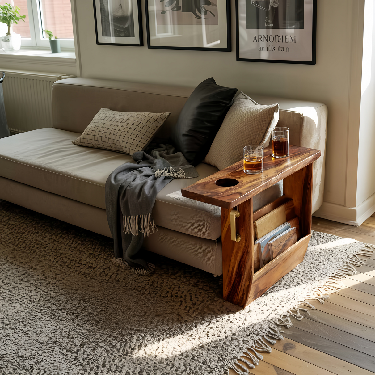 Mid Century Solid Wood Armrest For Furniture Decor