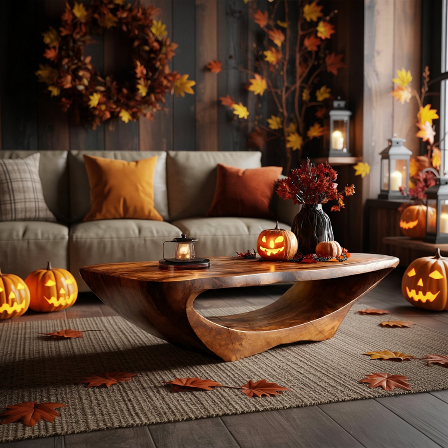 Farmhouse Live Edge Coffee Table Entryway Design Rustic Halloween