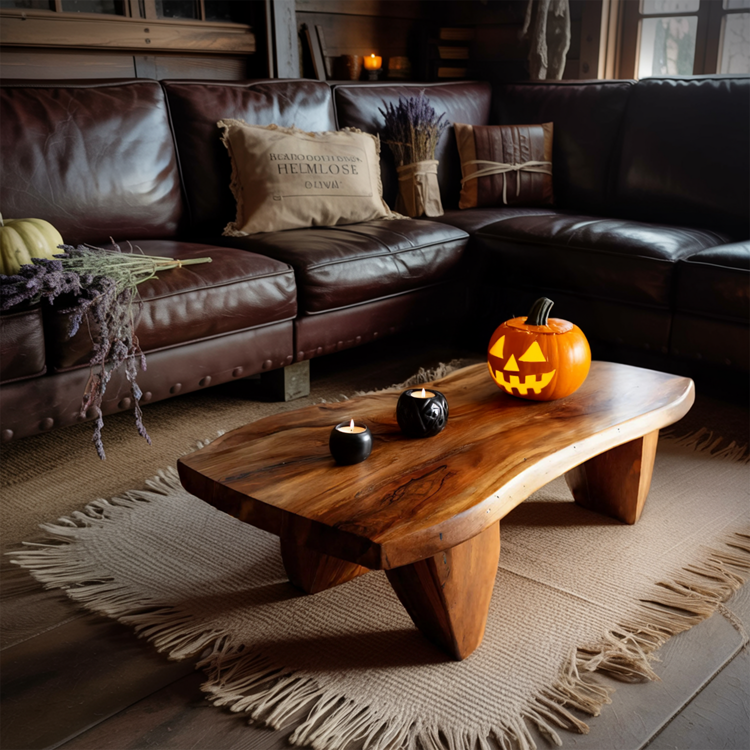 Modern Wooden Live Edge Coffee Table For Living Room Halloween Decor
