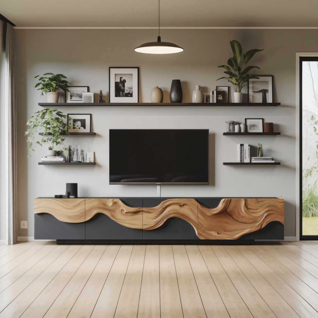 Farmhouse Media Console Cabinet For Living Room