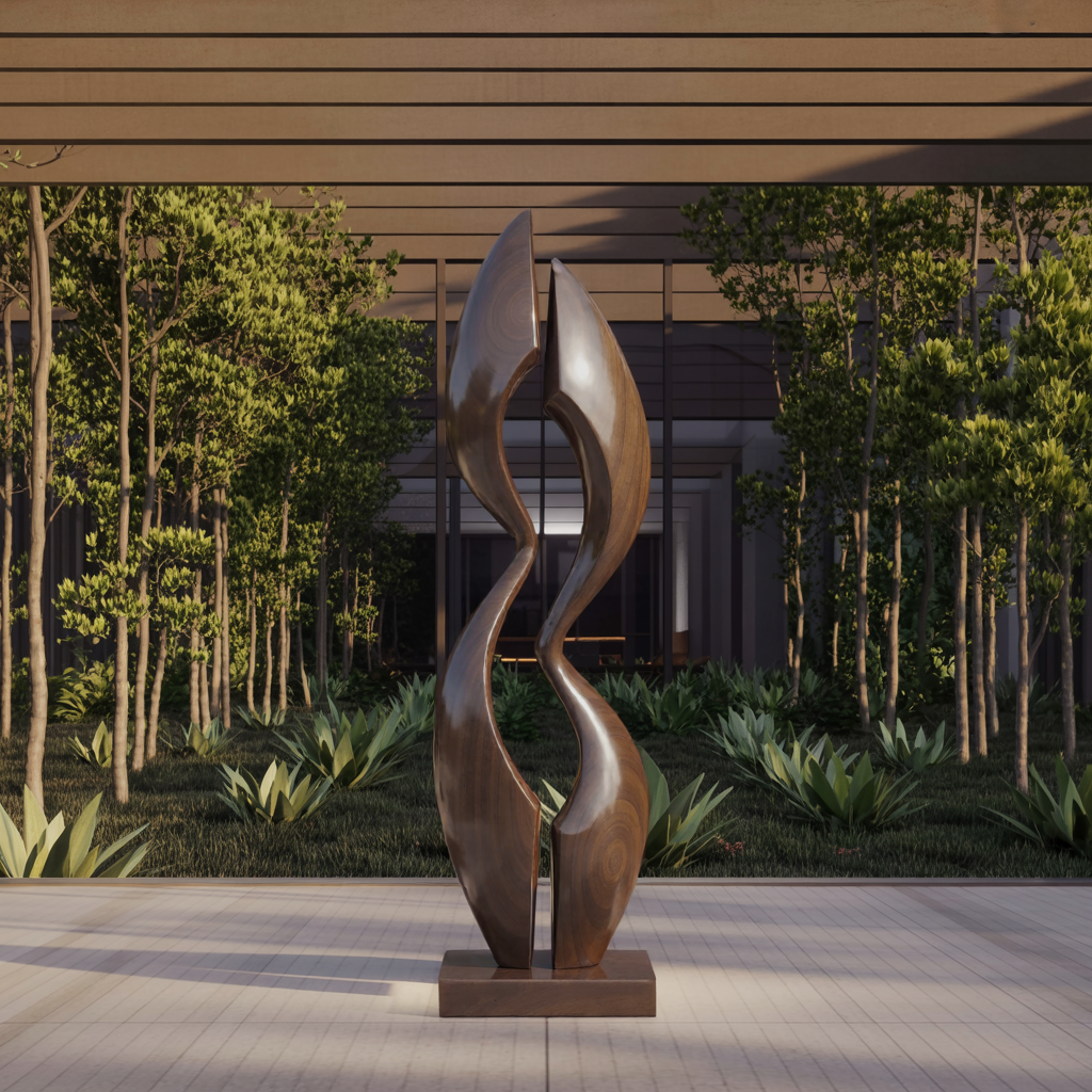 Farmhouse Wood Sculpture Decor For Outdoor Patio