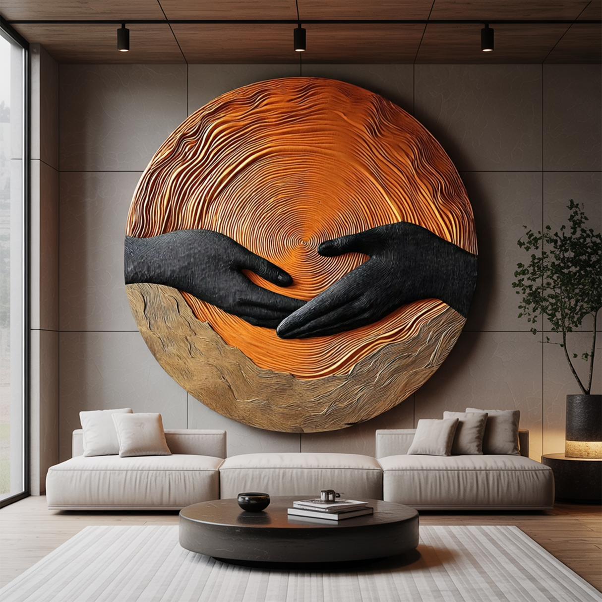 Mid Century Wooden Wall Art Sculpture For Living Room Decor