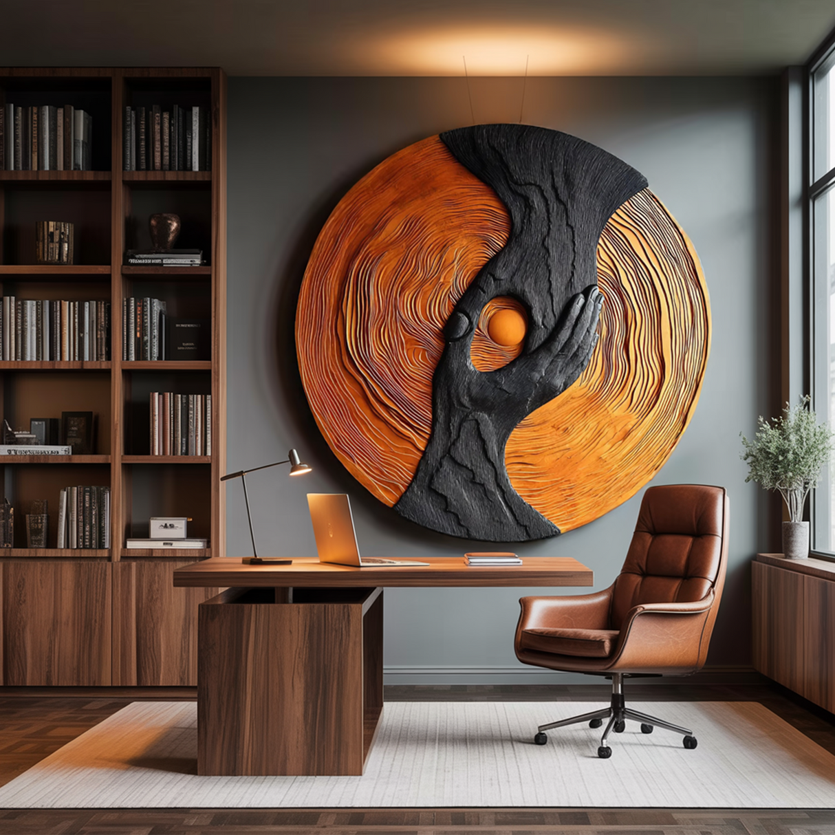 Modern Solid Wood 3D Sculpture Wall Art For Entryway Decoration