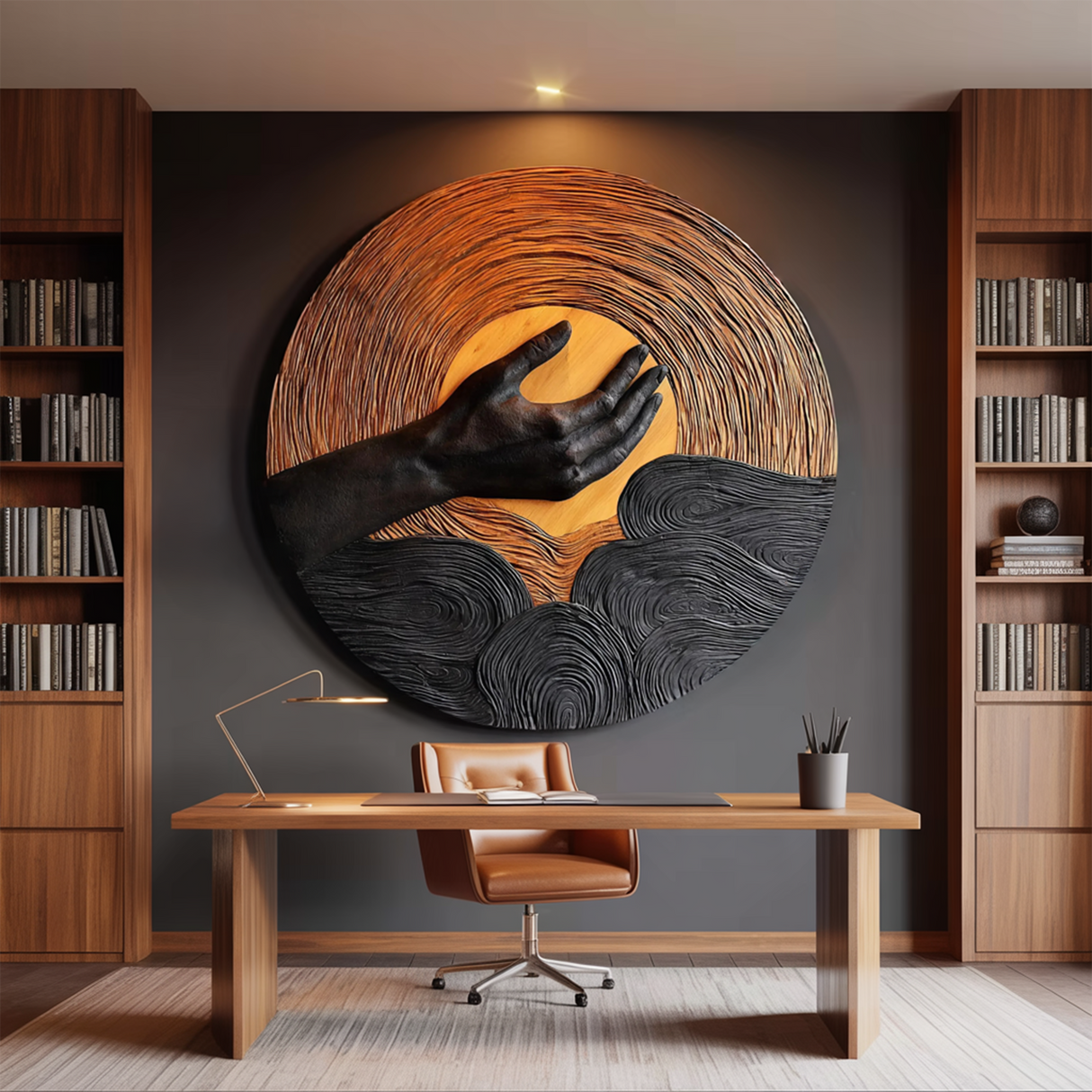 Handcrafted Solid Wood 3D Sculpture For Living Room Wall Art