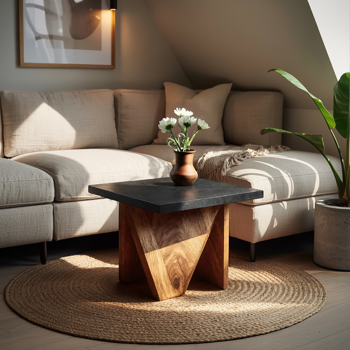 Handcrafted Solid Wood End Table For Minimalist Bedroom