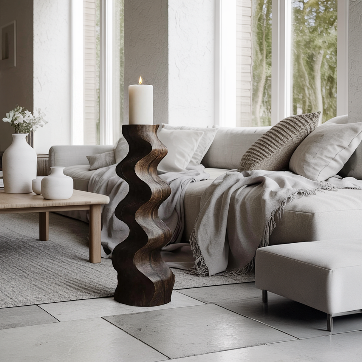 Handcrafted Candle Stand For Furniture Accent Display