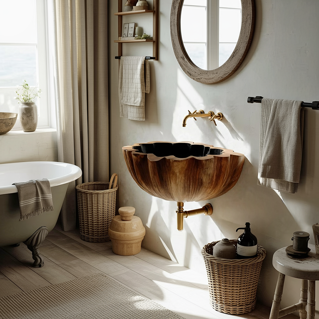 Modern Solid Wood Vanity Sink For Bathroom Furniture Decor
