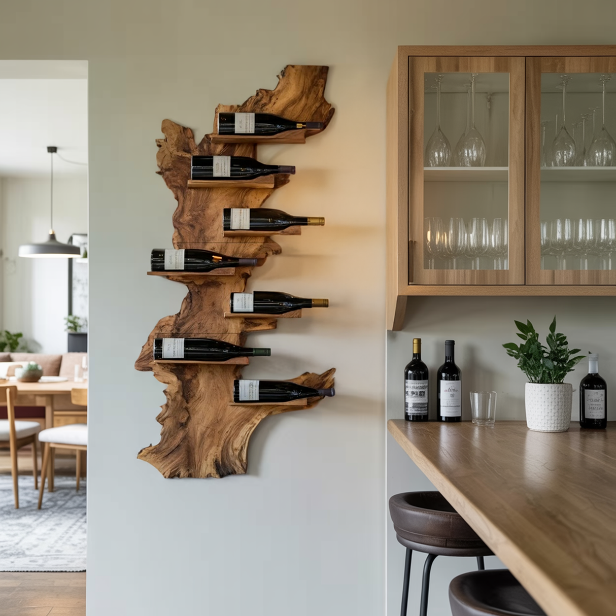 Modern Live Edge Wine Holder For Living Room Furniture Decor