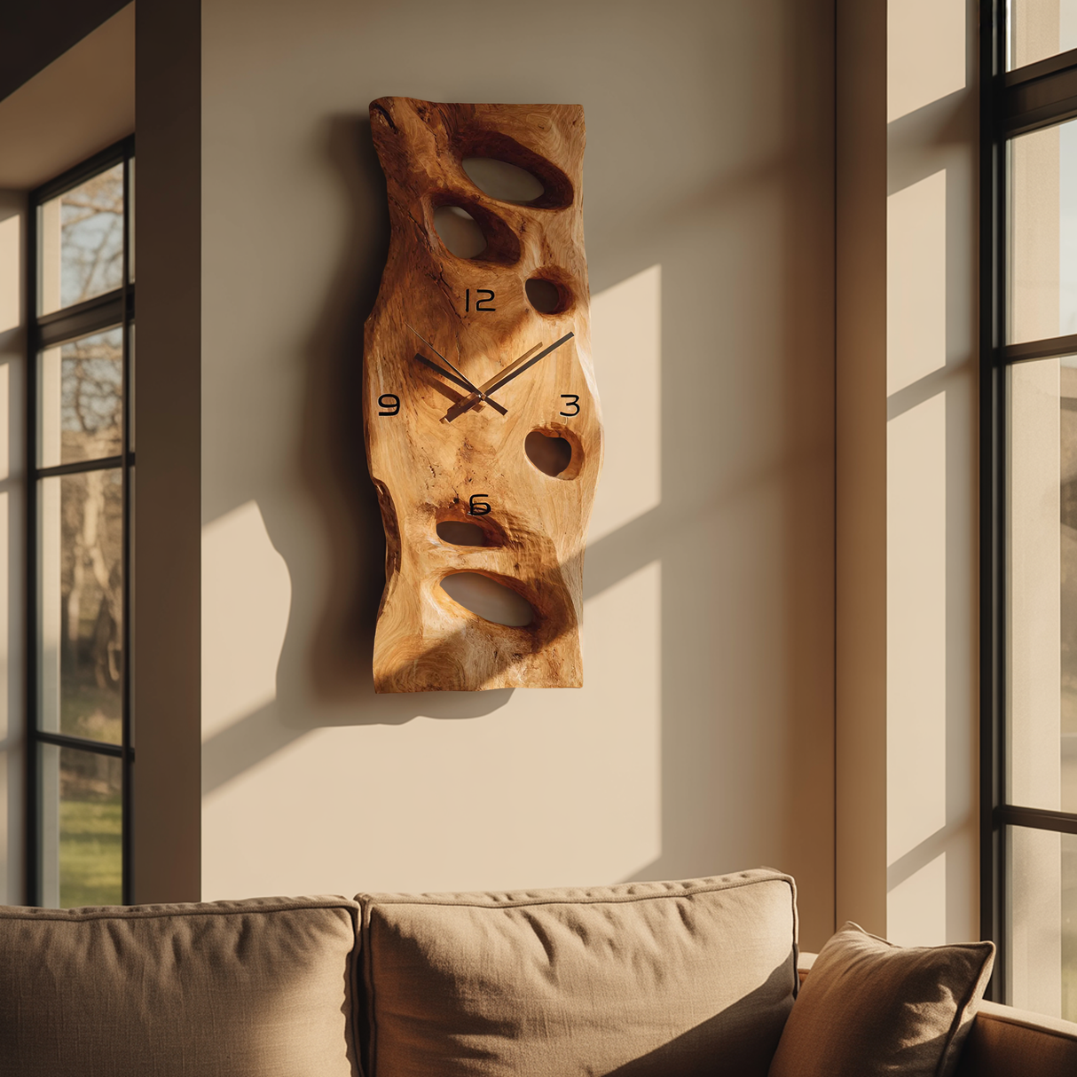 Contemporary Carved Wall Clock For Living Room