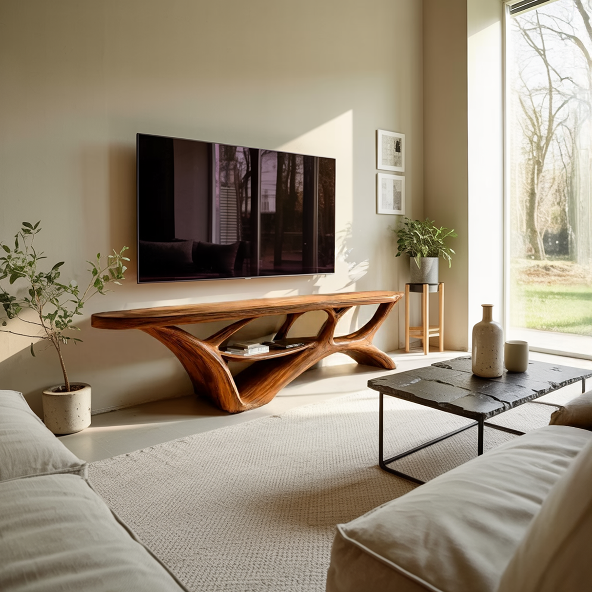 Organic Modern TV Stand For Living Room