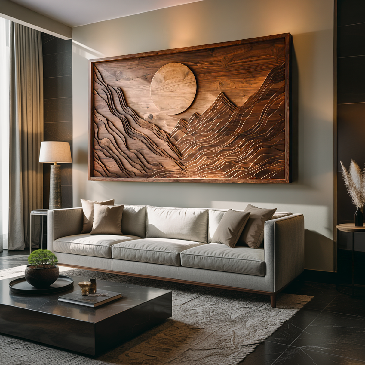 Handcrafted Wall Art Mountain Sun Landscape For Living Room