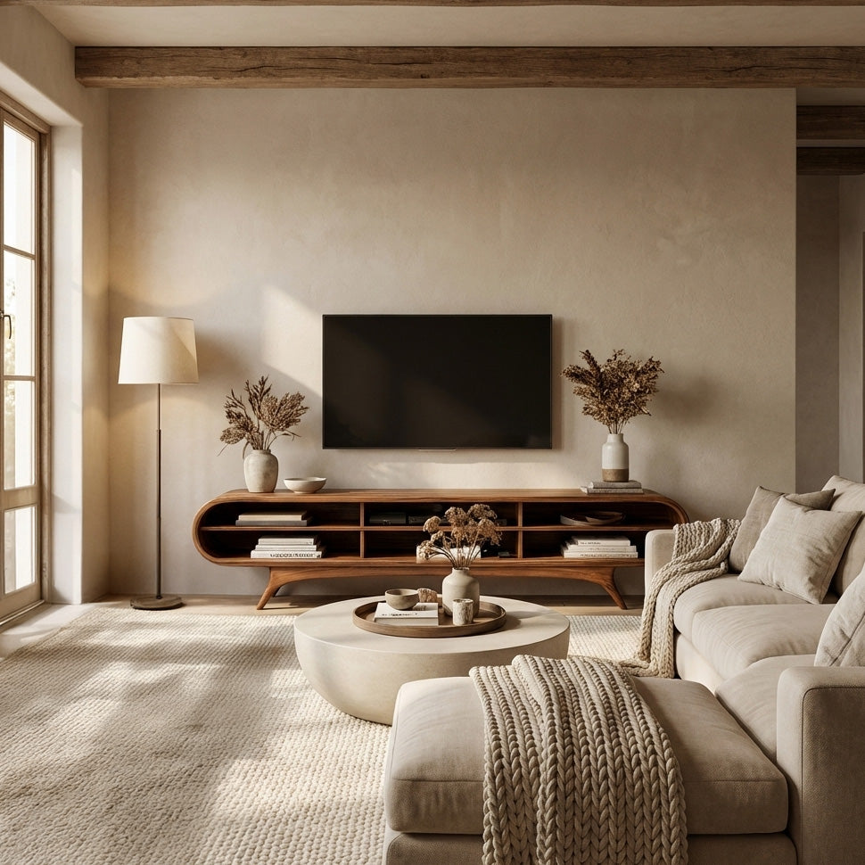 Scandinavian Natural Wood TV Cabinet For Living Room Interior