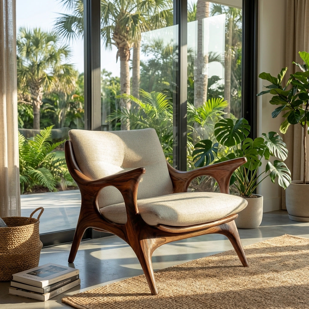Minimalist Wooden Lounge Chair For Living Room Interior