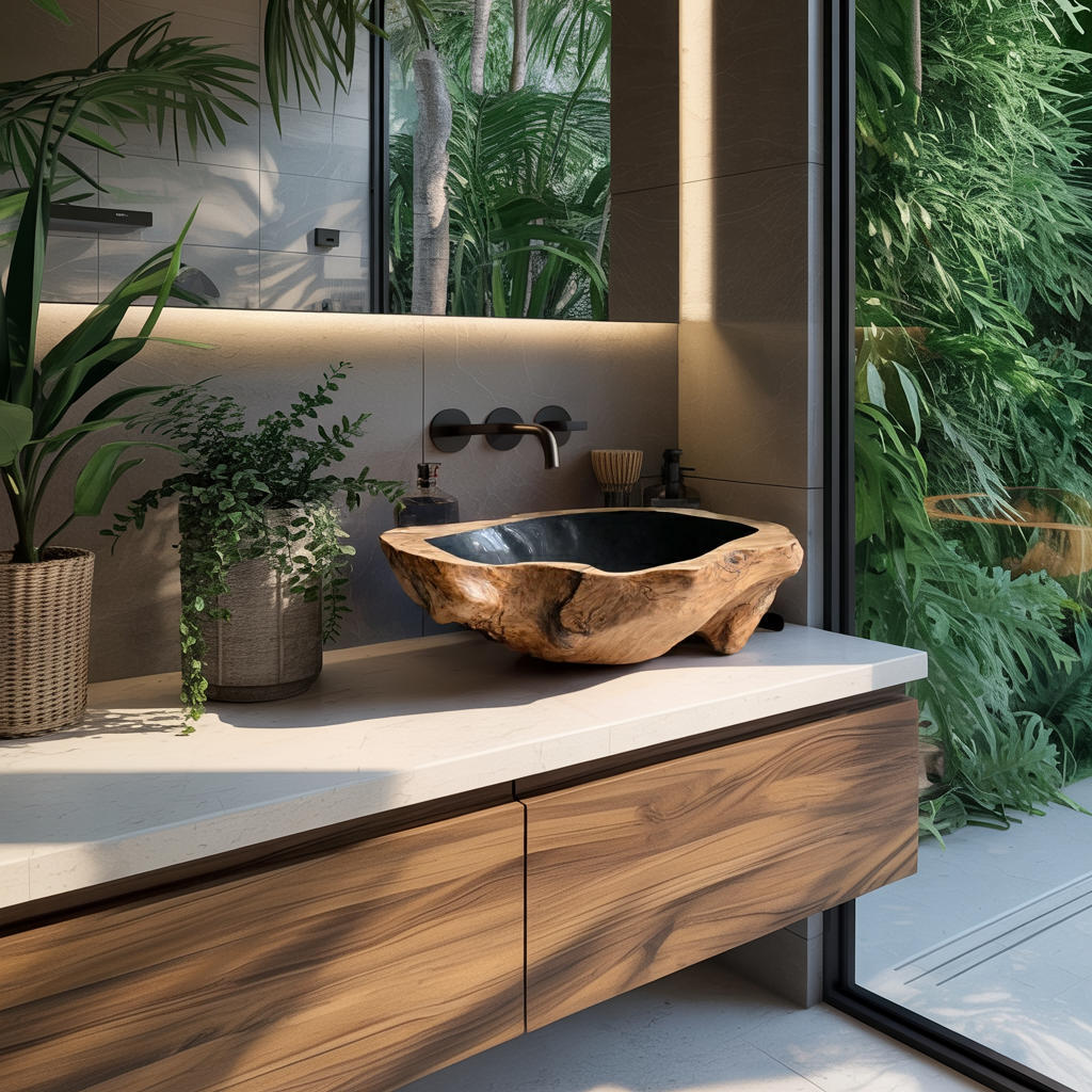 Farmhouse Wooden Vessel Sink For Bathroom