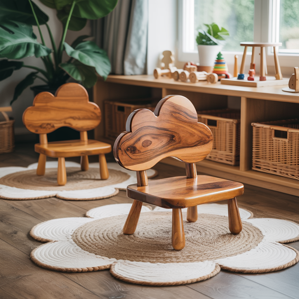 Whimsical Cloud Shaped Kids Chair For Montessori Nursery Or Playroom