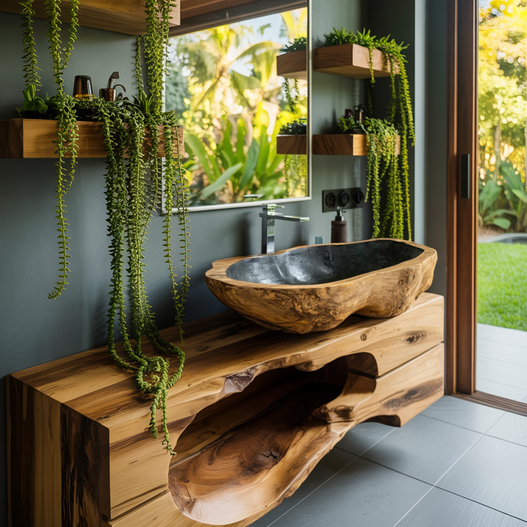 Solid Wood Sink Farmhouse Look For Bathroom Vanity Decor