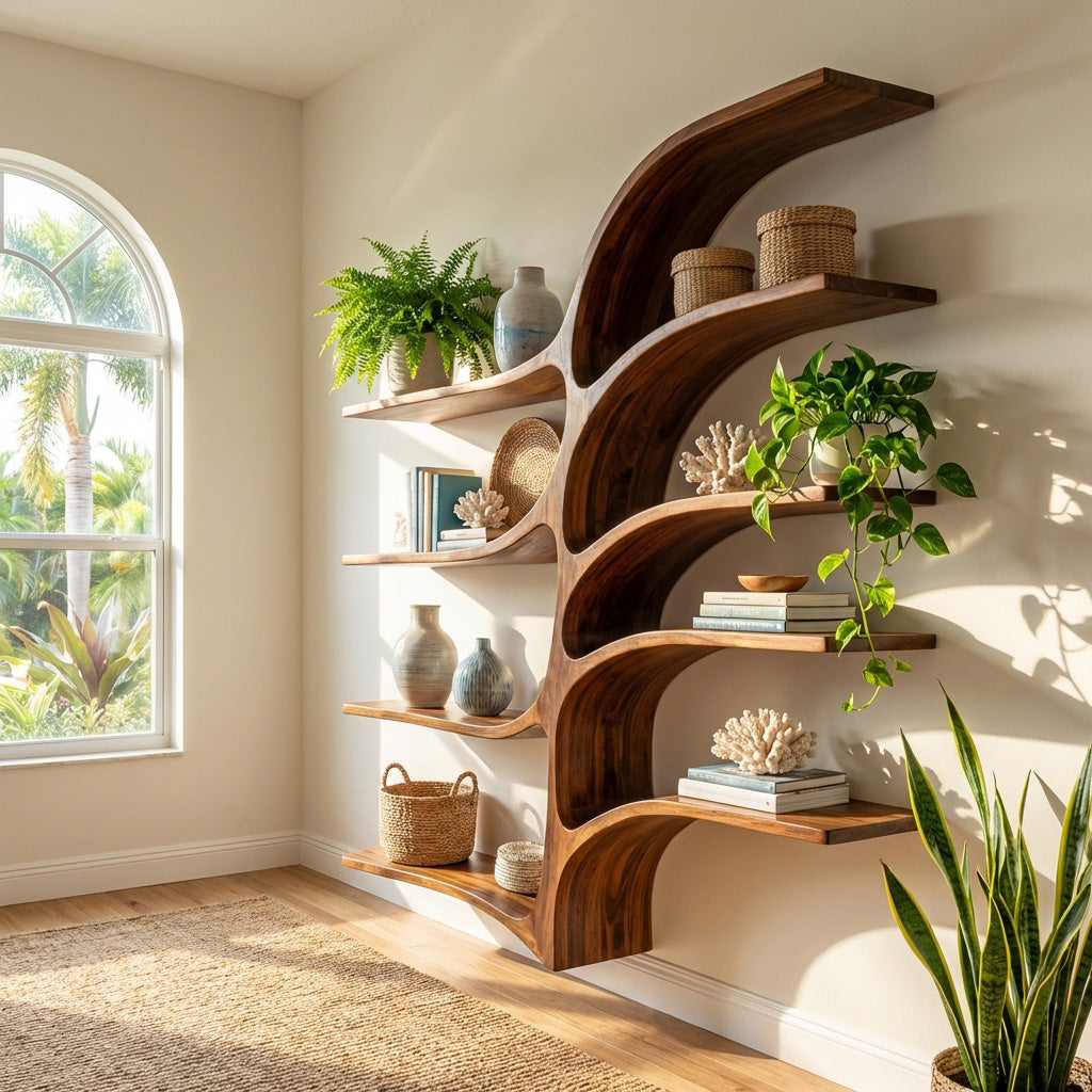 Farmhouse Style Wooden Wall Shelf For Living Room Decor