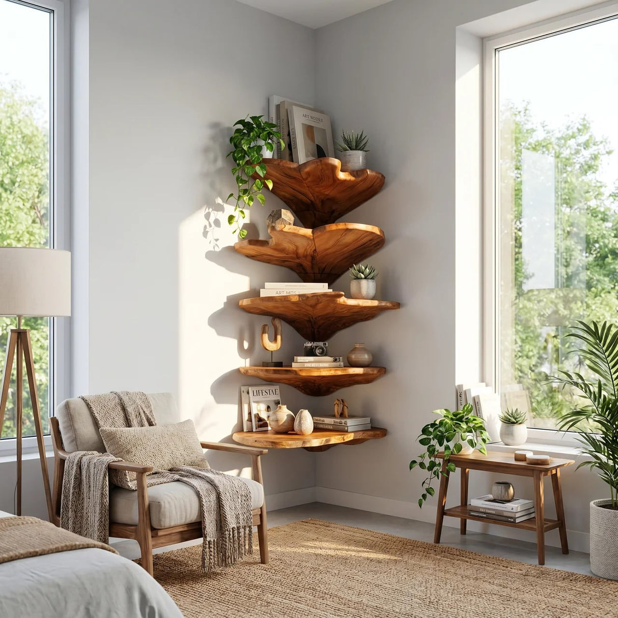 Minimalist Leaf Corner Shelf Bedroom Wall Decor Display