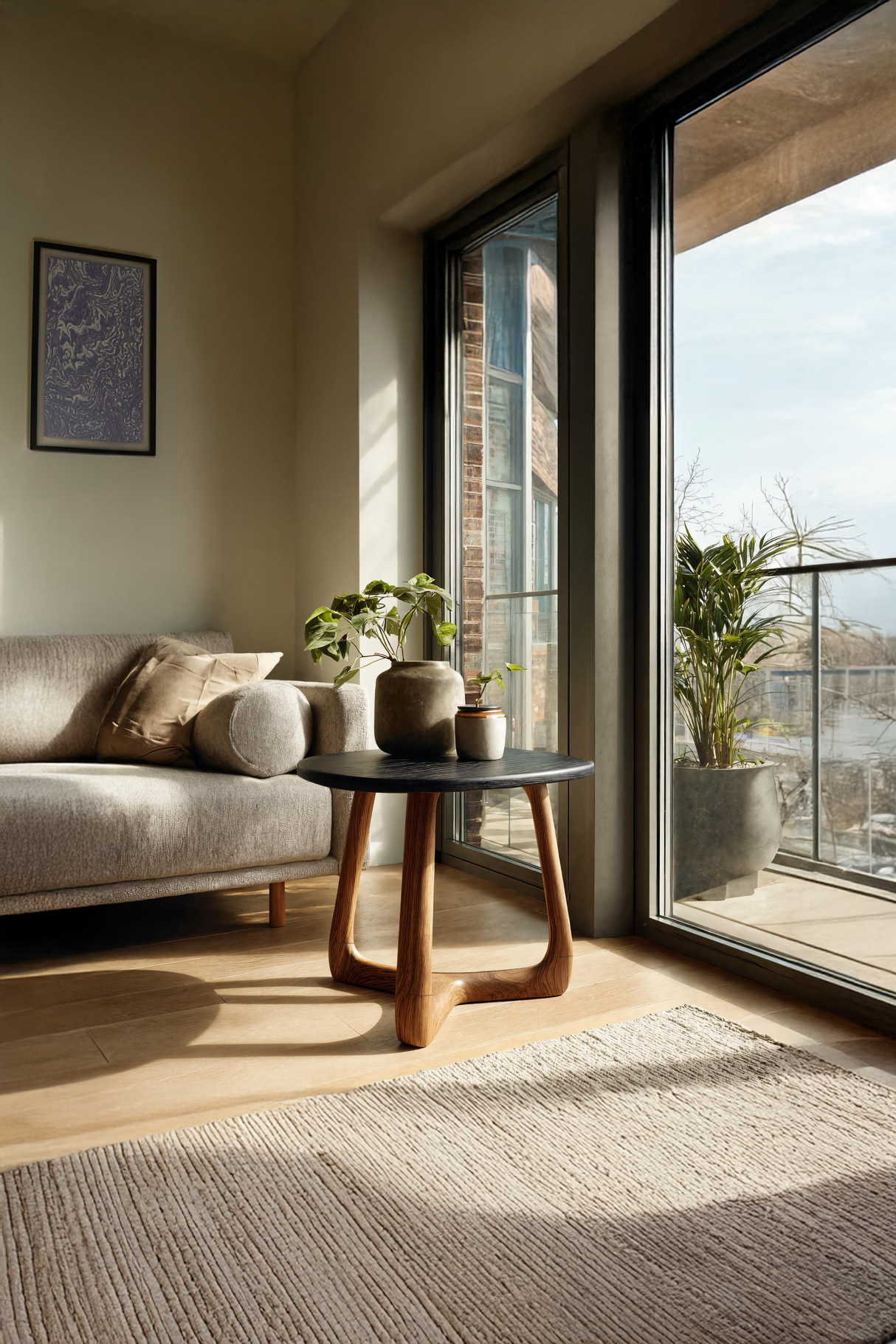 Modern Wooden Side Table For Scandinavian Living Space