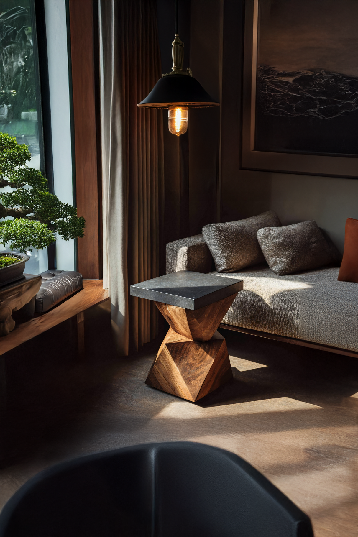 Farmhouse Solid Wood End Table For Cottage Living Room