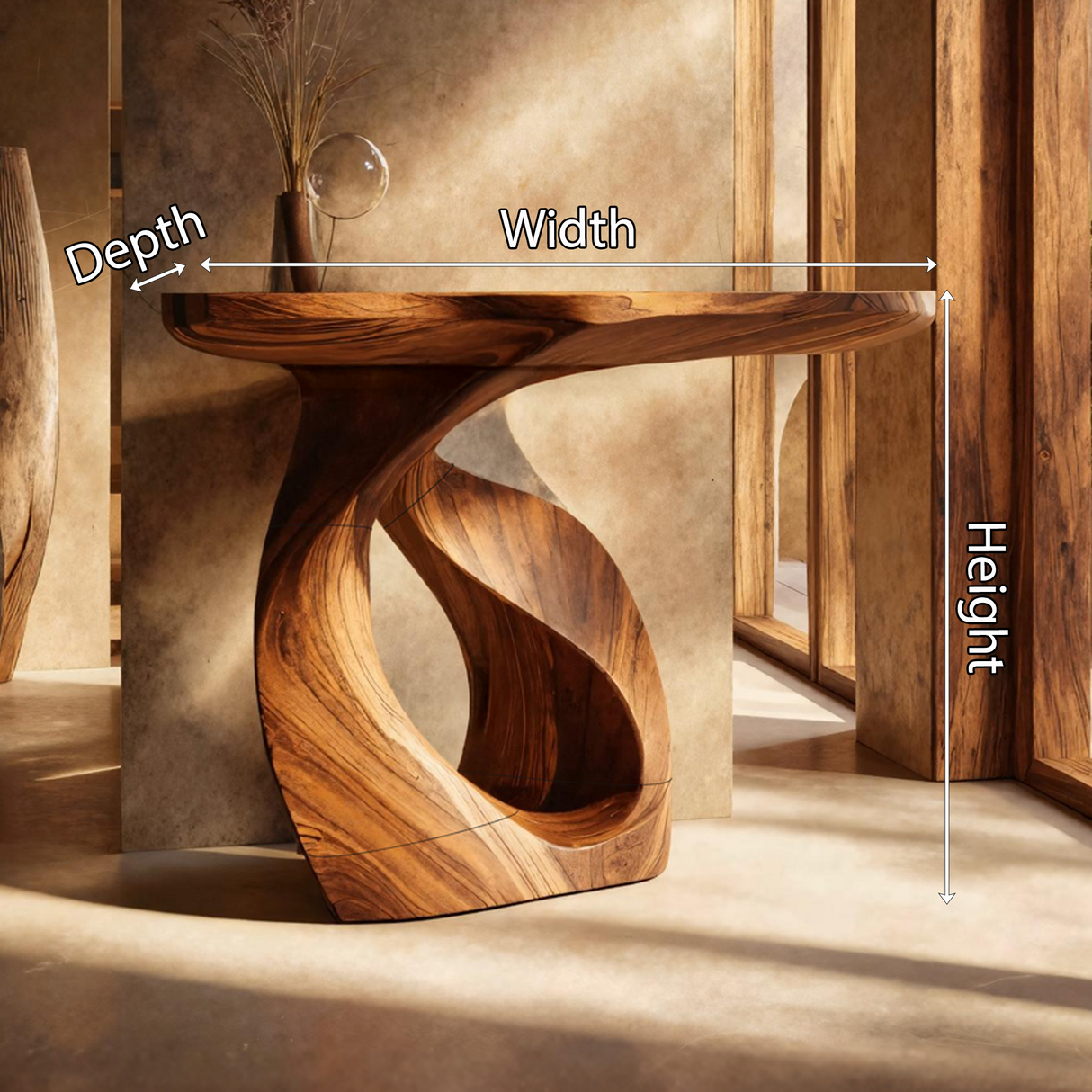 Handcrafted Solid Wood Console Table Organic Design For Entryway Decor