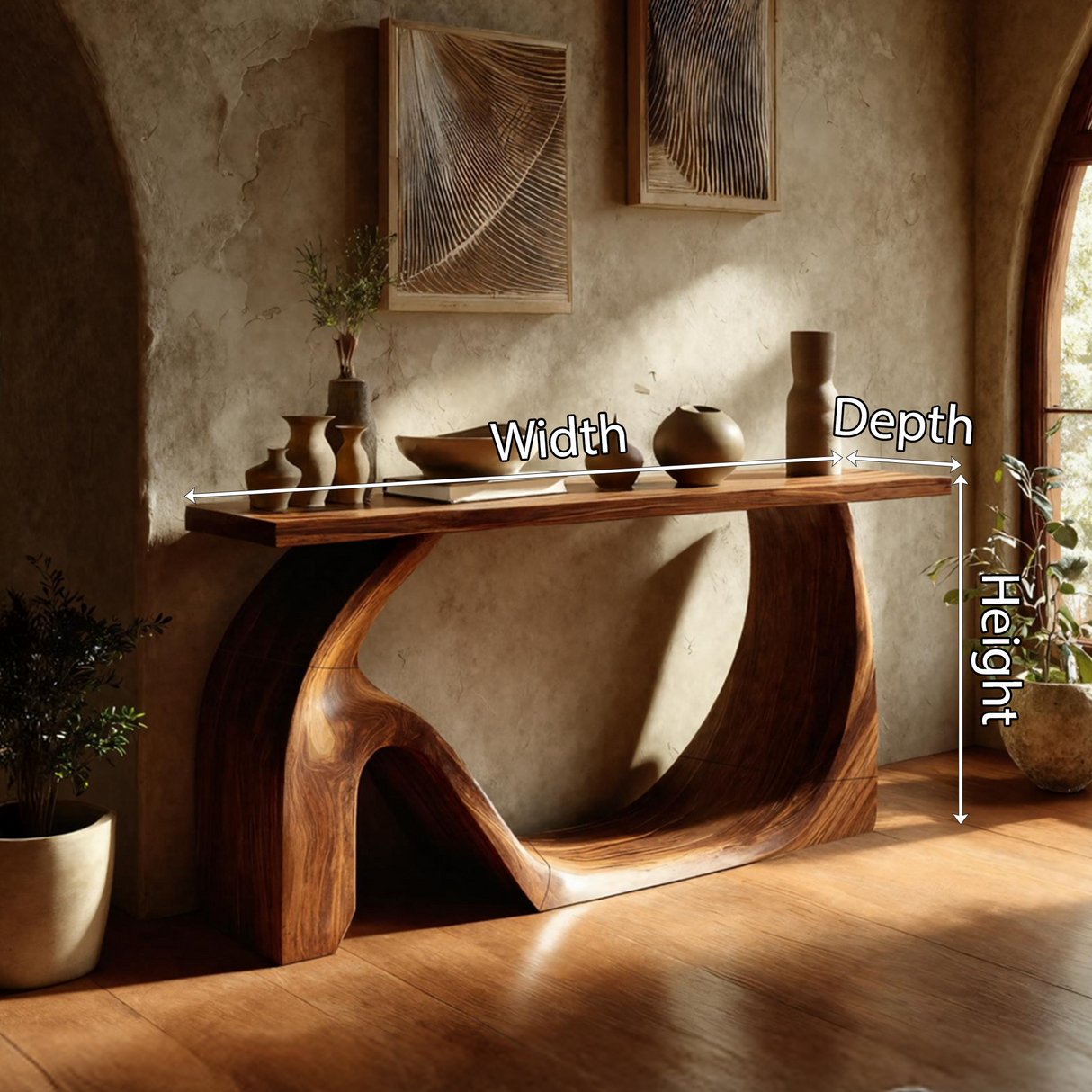 Modern Live Edge Console Table Artistic Solid Wood For Entryway Decor