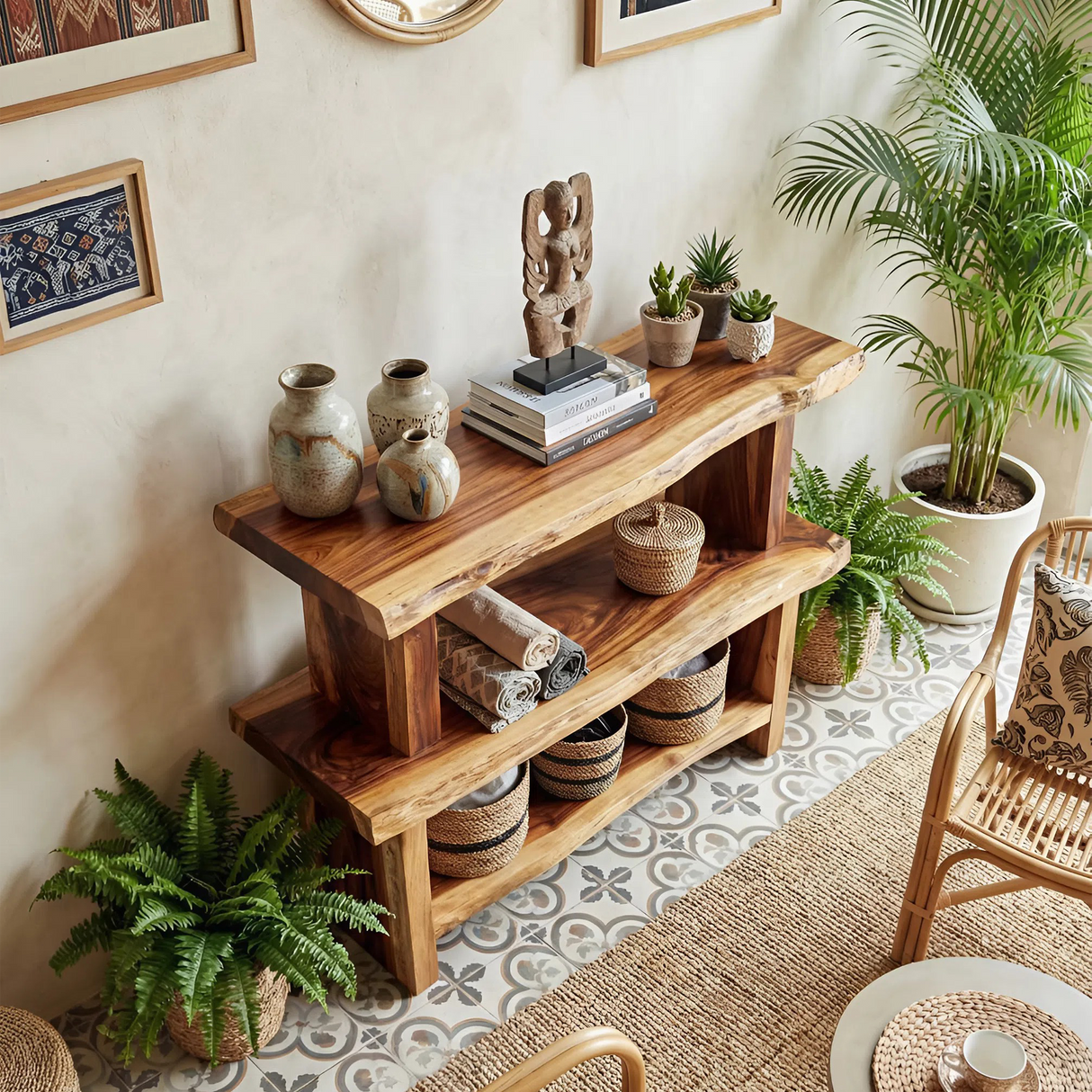 Mid Century Wood Bookshelf For Living Room Storage And Home Decor