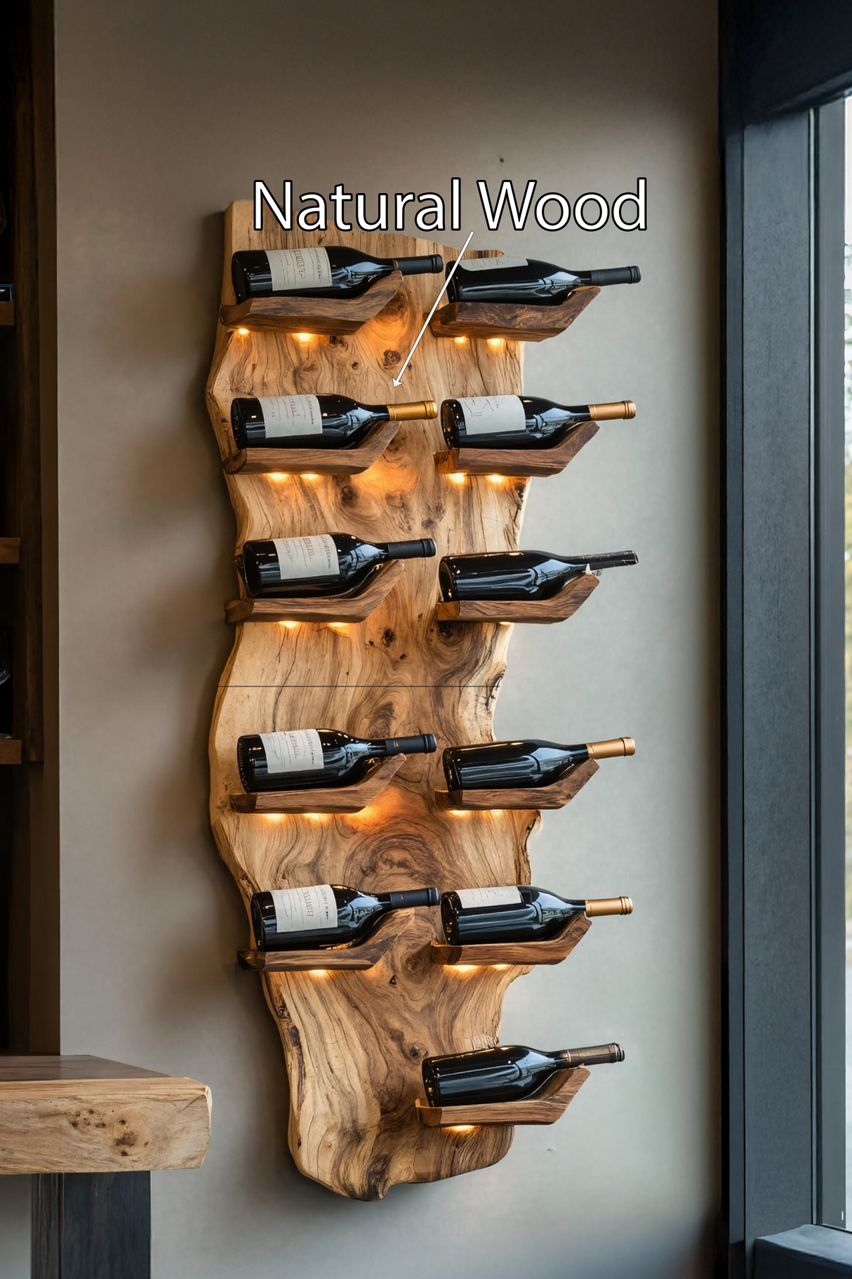 Farmhouse Live Edge Wine Holder For Living Room Furniture