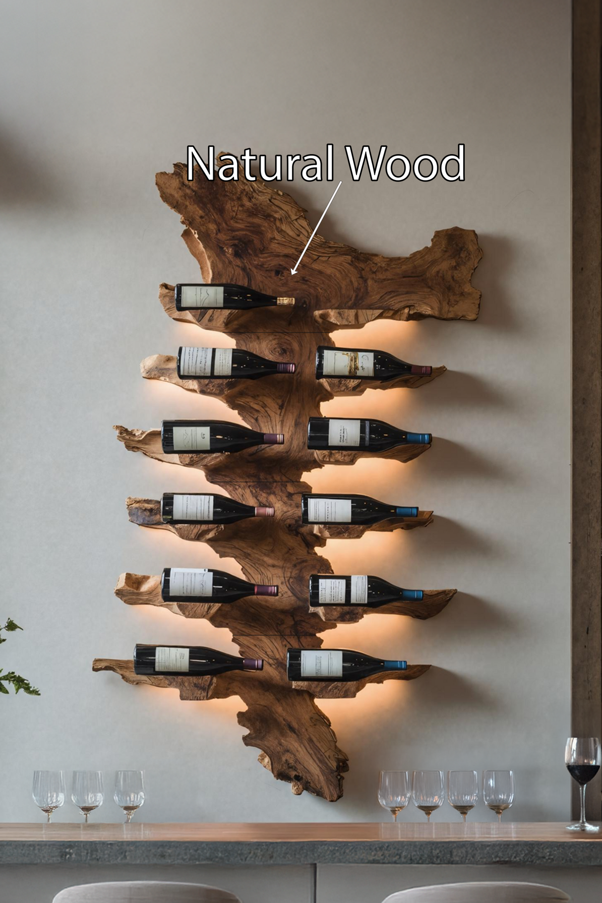 Handcrafted Live Edge Wine Holder For Luxury Furniture Decor