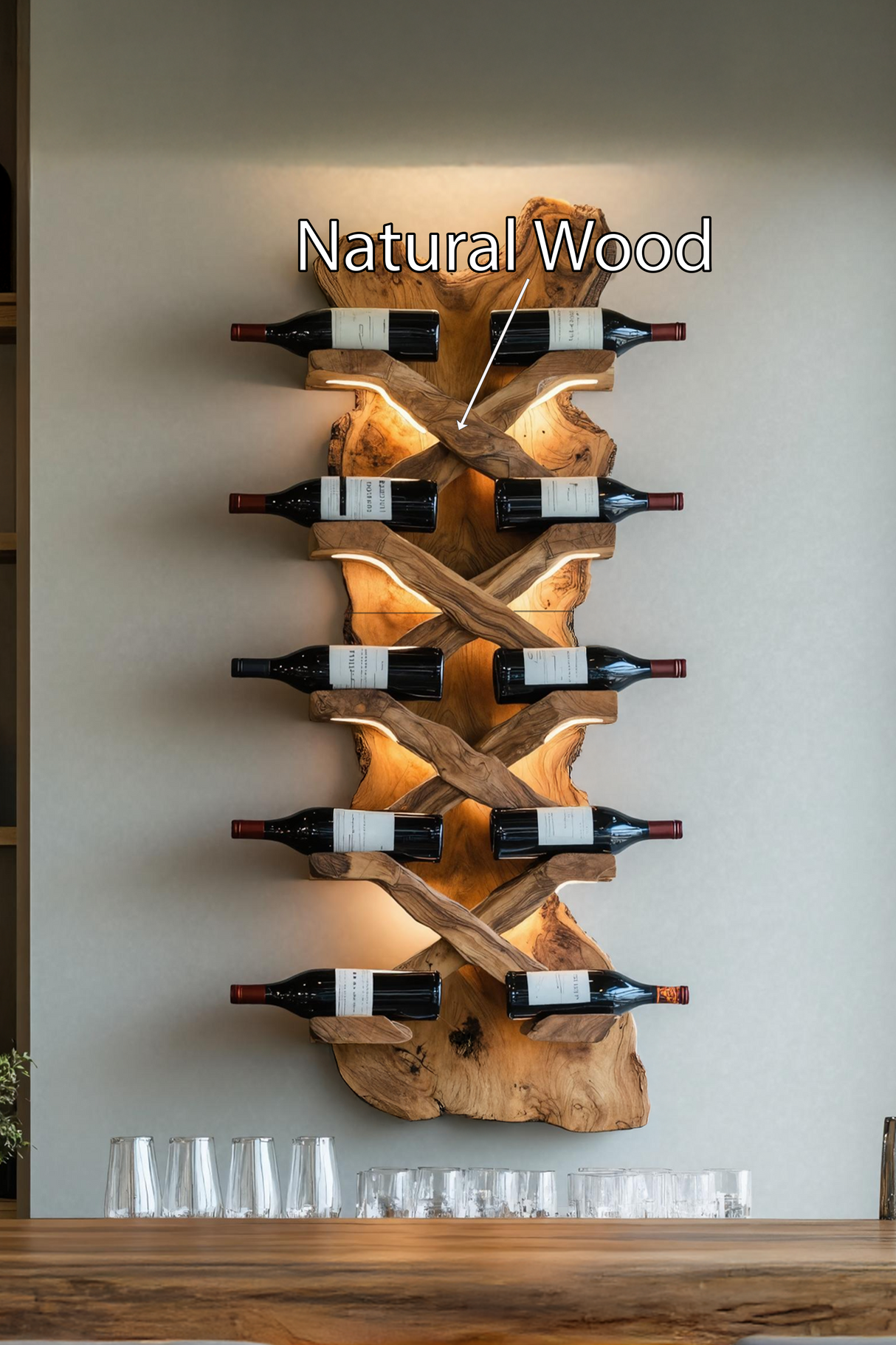 Handcrafted Solid Wood Wine Rack For Bar Decor And Storage