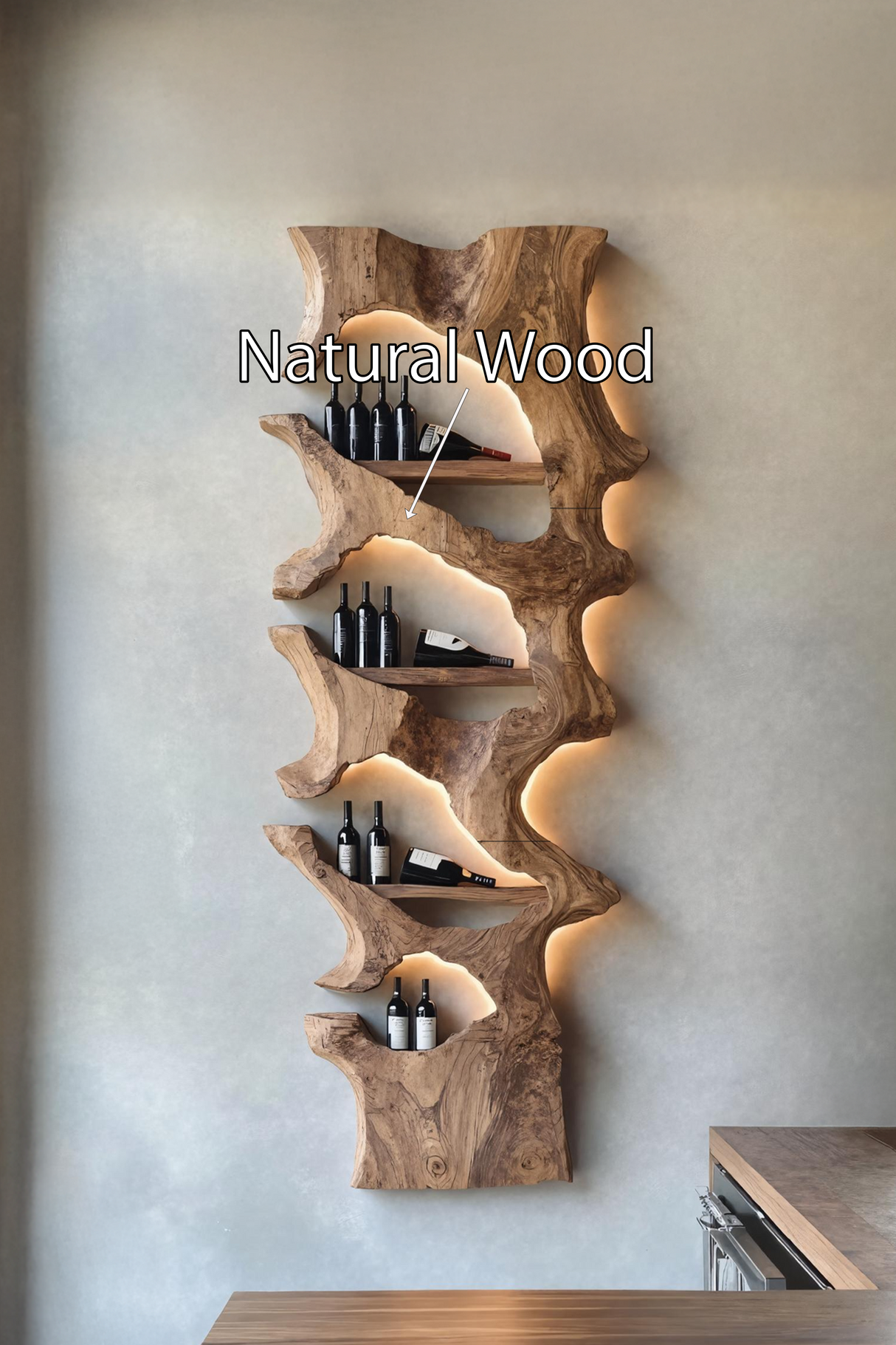 Mid Century Solid Wood Wine Rack For Bar Decor And Display