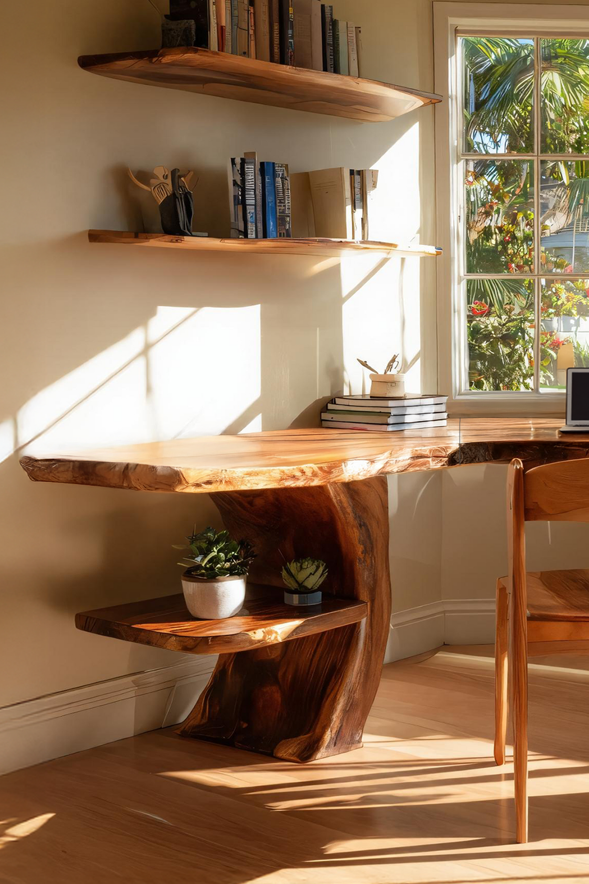 Mid Century Wooden Work Desk For Home Office Interior Design