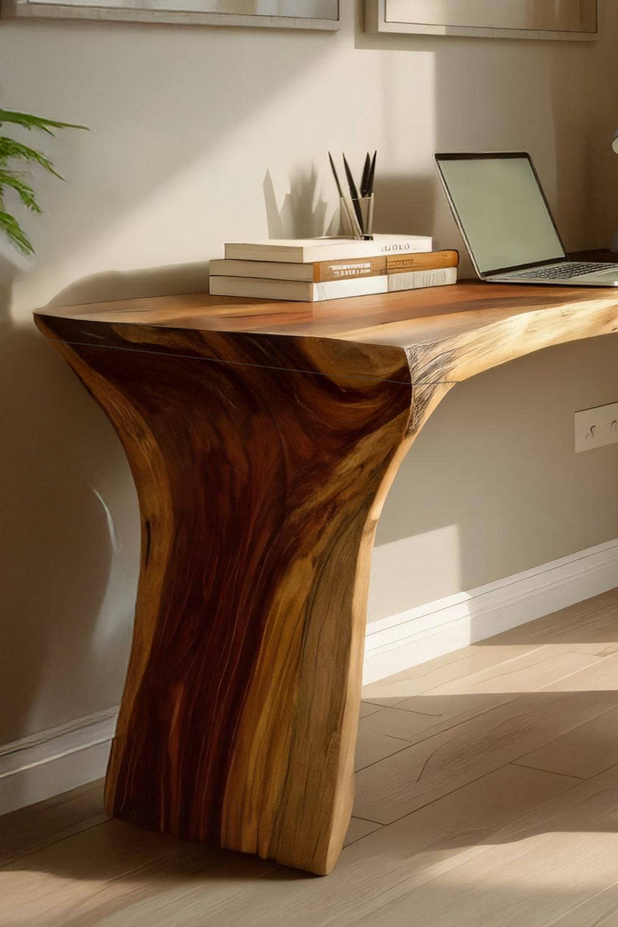 Handcrafted Live Edge Wood Desk For Home Studio Setup